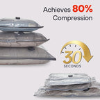 15-Pack Vacuum Storage Bags for Travel, Large/Medium/Small Compression Bags for Clothes (No Pump)