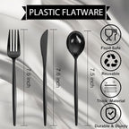 Supernal 360pcs Black Plastic Silverware Heavy Duty Black Plastic Utensils Disposable Cutlery Set Includes Disposable Knives,Forks and Spoons Silverware Set for Parties,Weddings & Birthday