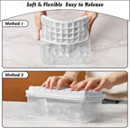 Silicone Ice Cube Tray with Leak-Proof Lid & Storage Bin for Freezer – BPA-Free 36-Piece Nugget Ice Molds, Spill-Resistant Cover & Ice Scoop Container Cover