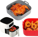 Air Fryer Silicone Liners, Pot 2 Pcs Reusable Non-Stick Air Fryer Basket Bowl Fit 3-6QT Air fryer Baking Replacement of Flammable Parchment Paper(Square, 7.5 Inch)
