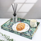 Spsyrine Serving Tray with Handles, Plastic Decorative Tray for Coffee Table, Living Room, Home Decor, Leicester