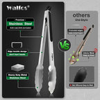 Food Grade Stainless Steel Kitchen Tongs for Cooking,BBQ - 7 ，9 and 12 Inch,Set of 3 Heavy Duty Locking Metal Food Tongs Non-Slip Grip