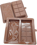 Silicone Chocolate Bar Mold, 1 Inch Deep, Large Candy Mould for Stuffed Bars and Fillings, 2 Pcs (brown02)