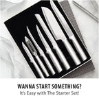 Rada Cutlery 7-piece Starter Knife Gift Set (S38), Stainless Steel Hollow Ground Blades, Made in USA, Silver Handles