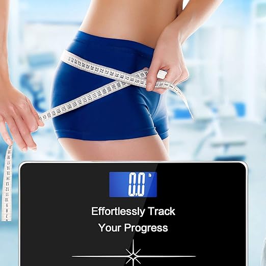 NUTRI FIT Extra-Wide/Ultra-Thick Digital Body Weight Bathroom Scale with 3 Inch Large Easy Read Backlit LCD Display Max Capacity 400lb Step-on Technology, Black