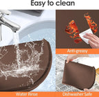 Silicone Coffee Maker Mat with Lip, 17.4'' x 10.6'' Heavy Duty Coffee Maker Mat for Countertops, Coffee Tray Fit Under Coffee Machine Appliance Automatic Machines Espresso Accessory, Brown