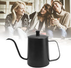Pour Over Coffee Kettle, Stainless Steel Gooseneck Spout Pour Over Coffee Kettle Long Narrow Drip Spout Coffee Tea Pots for Pour Over Coffee, Home Brewing, Camping (20oz, Black with Lid)