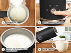 Zulay 4-in-1 Milk Frother & Steamer – Automatic Hot & Cold Foam Maker, Milk Warmer & Chocolate Mixer – 10oz/300ml Capacity, Nonstick Stainless Steel Interior, Quiet One-Touch Operation – Black