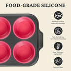 BRONYPRO Jumbo Silicone Muffin & Cupcake Pan for Baking with Metal Frame, Extra Large 3.5dia Muffin Tins Easy to Pop Nonstick Non Toxic Bakeware for Oven, Rose Pink