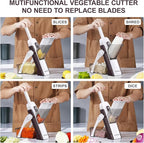 5 in 1 Safe Mandoline Slicer for Kitchen, Safe Vegetable Chopper with Paring Knife, Adjustable Thickness, Easy to Clean, Vegetable Slicer, Slicing, Strips, Shredding, Dicing, Chop (Brown)