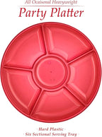 Plasticpro 6 Sectional Round Plastic Serving Tray/Platter (4, Red)