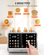 Keenstone Toaster 4 Slice, Digital Smart Toaster with TouchScreen, Dual Control Panel, Single Slot Toasting, Timer, Reheat & Defrost for Bagels, Bread, Waffles, Stainless Steel Kitchen Essentials