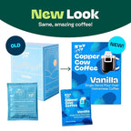 Copper Cow Coffee Premium Pour Over Single-Serve Vietnamese Coffee Pouches (24 pack) | Vanilla | Dark Roast | Flavored with Vanilla Beans | Convenient Vietnamese Ground Coffee Packets, Travel Friendly