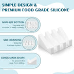 Self Draining Soap Dish,Silicone Suction Cup Soap Holder, Bathroom Soap Dish for Bar Soap,Can Extend Soap Life,Bathroom, Bath Tub, Kitchen Sink (1, White)