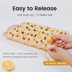 Silicone Mini Muffin Pan With Metal Reinforced Frame - 24 Cups Durable Silicone Cupcake Pan for Muffin, Cupcakes, BPA Free and Dishwasher Safe - 2 Piece Yellow