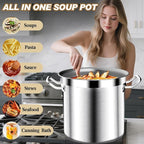 Large Stock Pot - 24QT Stainless Steel Stockpot with Lid, Heavy Duty Tri-Ply Bottom Commercial Grade Soup Pot for Cooking Soup, Stew, Pasta, Oven, Gas, Ceramic, Dishwasher Safe