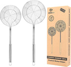 Pack of 2 Large Spider Strainer, Stainless Steel Skimmer Basket,Kitchen Ladle Strainers,Mesh Spoons with Long Handle, Cooking Tools for Frying, Boiling Noodles, Dumplings, Pasta