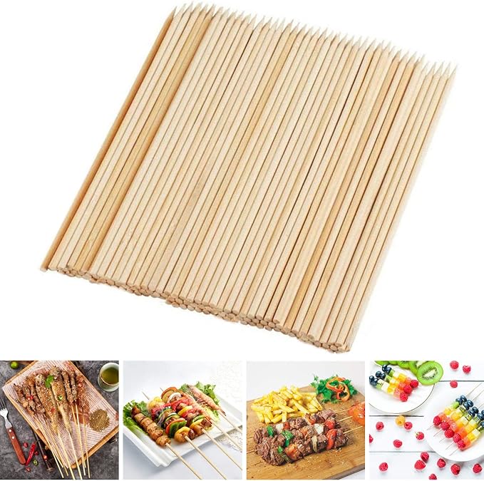 Fu Store Bamboo Skewers 6 Inch 100 Pack Bamboo Sticks Shish Kabob Skewers,Grill, Appetizer, Fruit, Corn, Chocolate Fountain, Cocktail