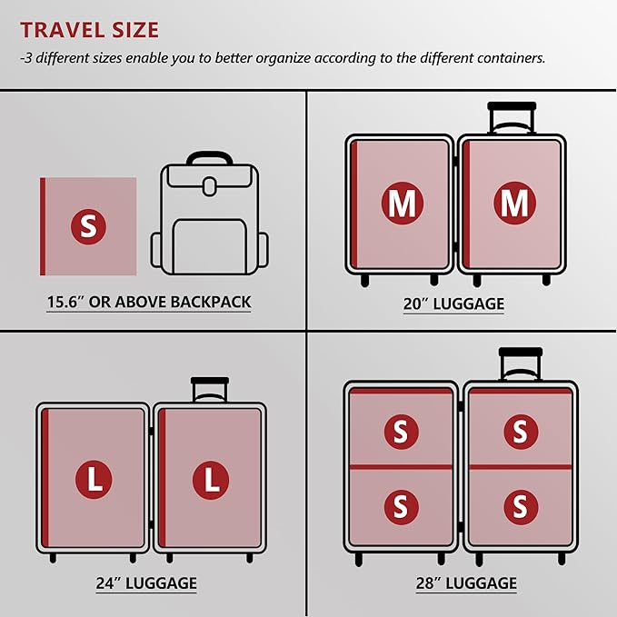 SUOCO Travel Vacuum Seal Bags for Clothing with Rechargeable Electric Pump, 8 Medium Compression Packing Bags for Luggage Suitcase Backpack, Carry-on Size Space Saver Storage