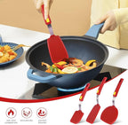 Kitchen Spatulas Silicone Turner Heat Resistant Melt Proof Spatula Set for Nonstick Cookware,Flexible Non Scratch Thin Spatula Wide,Angled and Flipper 3-pack for Frying Eggs,Pancake,Burger,Fish.Red