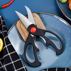 Multipurpose kitchen scissors, heavy duty meat poultry scissors, spice scissors, food cooking scissors, stainless steel utility scissors (2, black)