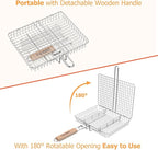 ORDORA Grill Basket, Fish Grill Basket, Rustproof Stainless Steel BBQ Grilling Basket for Meat,Steak etc, Grill Accessories,Grilling Gifts for Men Dad