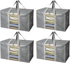 BALEINE 4-Pack Oversized Moving Bags with Reinforced Handles, Heavy-Duty Storage Tote Moving Supplies for Packaging, Camping (Gray w/Window, 4-Pack)