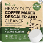 Renuv Coffee Maker Cleaner & Descaler Tablets, 12 Uses for Keurig, Ninja, Breville, Delonghi, Nespresso, Miele, Jura, Mr Coffee, Cuisinart Descaling Solution for Coffee Pot Maker & Espresso Machines