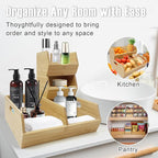 MinBoo Bamboo Stackable Pantry Storage Bins Potato and Onion Storage,Fruit Basket for Pantry Organization,Fruit Bowl for Kitchen Counter,Fruit and Vegetable Storage (Bamboo)