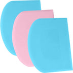 SURDOCA Dough Scraper Bench Scraper - 3P 5.9x4.3" Plastic Flexible Bowl Scraper, Sharp Edge & Angles Cake Scraper. Non-Slip Bakeware Decorating Tools Sculpting & Modeling Tools - Blue+Pink+Blue