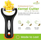 Spring Chef Stainless Steel Corn Peeler – Corn on the Cob Stripper Tool – Durable & Efficient Kernel Remover Tool – Easy to Use Kernel Cutter - Dishwasher Safe Kitchen Gadget - Black