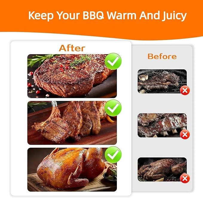 BBQ Blanket for Resting Meat,Insulated Smoker Meat Resting Blanket,Reusable Smoker Grilling Meat Insulated Resting Bag with Wide Mouth,BBQ Accessories for Large Brisket/Beef/Pork Shoulders