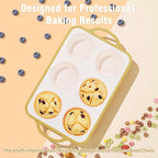 Silicone Jumbo Muffin Pan with Metal Frame, Non Stick Food Grade Silicone Large Muffin Pan, with Handles 6 Cup,BPA-Free and Dishwasher Safe, Jumbo Cupcake Pans - 2 Piece Light Yellow