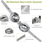 Lemon Squeezer Juicer for Lime and Lemon, Heavy Duty 304 Stainless Steel Manual Juicer with Large Bowl, Ergonomic Handle, Dishwasher Safe, with Cleaning Brush