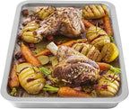 Grill Carry System, 6-Piece Stainless Steel Large Food Prep Tray, 16.5" x 11" Pan, Outdoor Grill with Cooling Rack for Vegetables, Fish, Meat, Great Grilling Gifts for Men