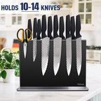 Magnetic Knife Block Without Knives—Black Stainless Steel Double-Sided Magnetic Knife Holder Stand with Strong Magnets, Knife Storage Organizer for Kitchen Counter top