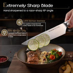 Knife Set, Astercook Kitchen Knife Set with Block, 15 Pcs Luxurious High Carbon German Stainless Steel Knives Set with Full Tang Ergonomic Handle, Dishwasher Safe Knife Block Set with Sharpening Rod