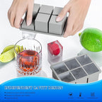 Large Ice Cube Tray for Whiskey 3 Pack, HANCELANT Big Silicone Square Ice Cube Mold with Removable Lid, 2'' Huge Square Ice Cubed Tray for Whisky and Cocktail(Grey)