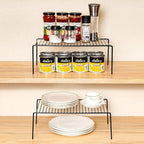 Kitchen Cabinet Organizer Shelf Rack Set of 2, Medium (13 x 9.4 inch) Metal Freezer Organizer Wire Shelves, Plate Dish Storage Rack for Cabinets, Counter, Cupboard, Pantry Organization, Black