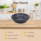 Egg Tart Molds, 12 PCS Non-Stick Very Mini Tart Pans, Mini Tart Mold 3 InchTop, 1.7 Inch Bottom, 0.9Inch High, Carbon Steel, Kitchen Reusable Baking Tools.