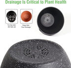 12/10/9 Large Modern Plant Pots, Plastic Planters with Drainage Holes and Saucers for Indoor Outdoor Plants Flowers, Black Speckles