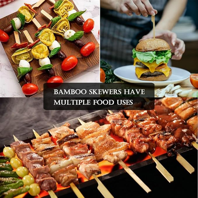 200 Pcs 6 Inch Bamboo Wood Paddle Picks Skewers, Toothpicks for Appetizers for Cocktail, Drinks, Appetizers，Fruit, Sausage, Barbeque Snacks, Sandwich, Natural Wooden Paddle Skewer Mini Food S