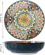 OZY Large Serving Bowls,10 inch Ceramic Salad Bowls,Ideal Housewarming Gift,Vibrant Color Soup Bowls for Party,Pasta,Fruit,Dishwasher & Microwave Safe Soup Bowls (Green)