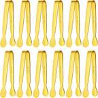 BEWOS 12Pcs Mini Serving Tongs - 4.3 Inch 304 Stainless Steel Ice Tongs, Gold Serving Tongs for Charcuterie Boards Accessories Serving, Coffee Bar, Tea Party, Desserts Banquet and Ice Bucket