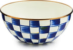 MACKENZIE-CHILDS Enamel Everyday Bowl, Serving Bowl for Entertaining, Small, Pink-and-White Rosy Check, Set of 1