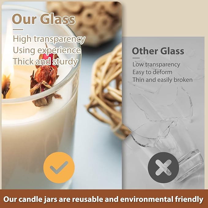 Thick Candle Jars for Making Candles 12 Pcs, 7 OZ Empty Jars with Wood Lids for Candle Making, Sample Container, Rose Pink