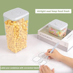 Airtight Food Storage Containers with Lids Airtight Pop Up Containers with Labels Pasta Organizer for Kitchen Pantry Cereal Snack Flour Sugar Coffee, 2700ml / 2.85qt