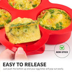 2 Pack Air Fryer Egg Bite Molds, 4-Cup Mini Round Muffin Pans Silicone Baking Molds for for Oven, Air Fryer and Pot