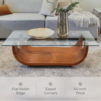 Fab Glass and Mirror Tempered Glass Table Top 24x36 Inch Rectangle 1/4" Thick Clear Furniture Protector with Flat Polish Edge Eased Corners for Coffee Dining Tables Desks