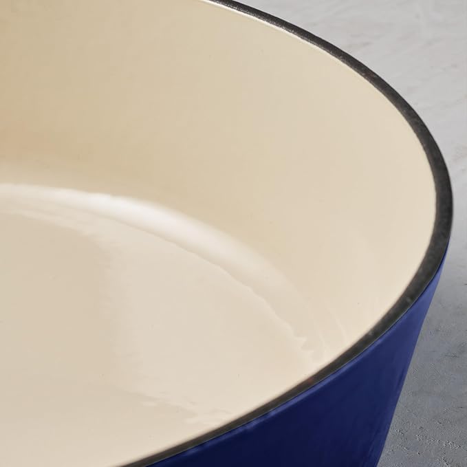 Tramontina Bestow Enameled Cast Iron Oval Dutch Oven Pot with Lid, Large 7-quart, Blue